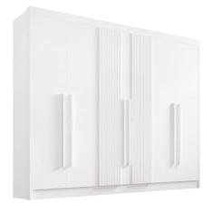 Guarda Roupa Casal 6 Portas 7 Gav Athos Ripado-Branco D`Doro
