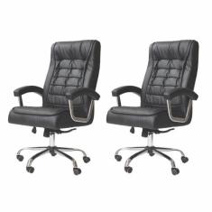 Kit 2 Cadeiras de Escritório Presidente Big Pillow Top Preta - Cadeira