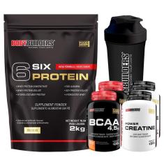 KIT Whey Protein 6 Six Protein 2kg + 2x BCAA 100g + 2x  Creatine 100g + Coqueteleira – BB-Unissex