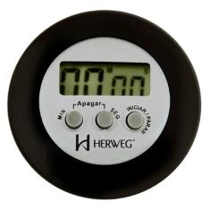 Timer Cronômetro Digital Alarme Sonoro Imã De Fixação E Adaptador Para Ficar Sobre Mesa Herweg Preto
