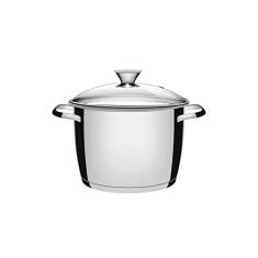 Caldeirão Tramontina Allegra em Aço Inox com Fundo Triplo e Tampa de Vidro 20 cm 4,4 L