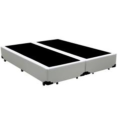 Base Box Blindado Casal Bipartido HomeQueen Corino Branco 40x138x188