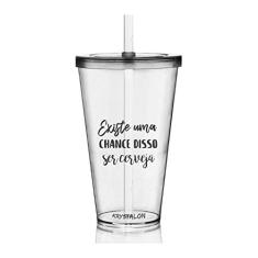 4 Copos com tampa e canudo Personalizados - Tema Cerveja