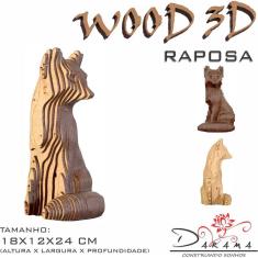 Quebra Cabeça 3D Raposa Decoração Ornamento Enfeite