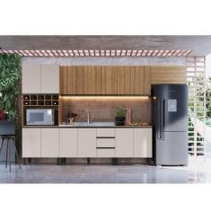 Cozinha Modulada 7 Peças Tampo Aéreo 3 Portas Balcão Paneleiro Araucár