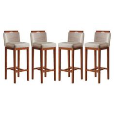 Conjunto 4 Banquetas Alta em Madeira Maciça Libéria - CCS Interiores