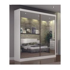 Guarda Roupa Solteiro Espelhado 2 Portas 3 Gavetas - São Paulo-Branco 