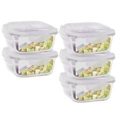 Conjunto 5 Potes Vidro 320Ml Hermético 4 Travas Alimentos - Quality Ho