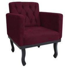 Poltrona Classic Pés Luís XV Suede Bordô - ADJ Decor
