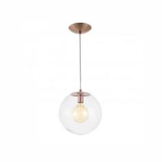Pendente Redondo Esfera 35cm Vidro Cristal 1 Lâmpada Madelustre
