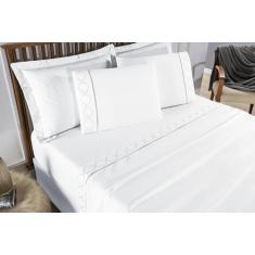 Lençol Casal Super King Madri 300 Fios 04 Peças - Branco - Jm Enxovais
