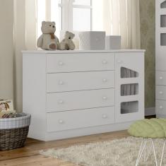 Cômoda Infantil 4 Gavetas 1 Porta 100 MDF Eloísa Phoenix Baby - Branco