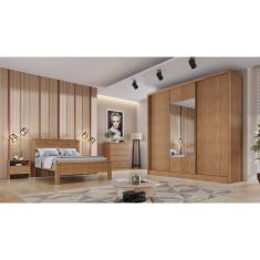 Guarda Roupa Casal com Espelho 3 Portas 8 Gavetas - Arezzo Plus-Cumaru - Móveis Novo Horizonte