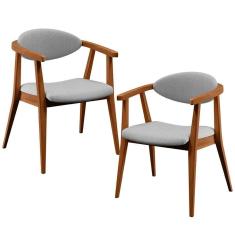 Kit 02 Poltronas Para Sala De Estar Cecília B04 Linho Cinza