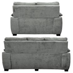 Conjunto Sofá Luxemburgo 3 E 2 Lugares 1,52m E 2,02m Suede Cinza