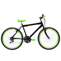 Bicicleta Masculina Aro 26 Mtb Aero 18 Marchas Cor Preta E Verde
