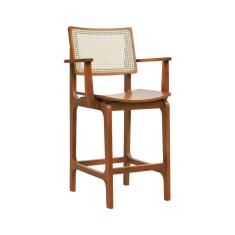 Banqueta Alta Bistrô Gus C- Braços - Amêndoa Madeira