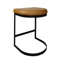 Banqueta Alta Sem Encosto Estofada Estrutura Aço Carbono Nascar Base Dourada 65cm Courino Caramelo