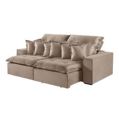 Sofá 4 Lugares Retrátil E Reclinável M-144 Veludo Martins Bege