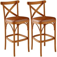 Kit 02 Banquetas Altas Cozinha Bancada Bar Sala De Jantar Estofada ávila L02 Couríssimo Camel - Lyam