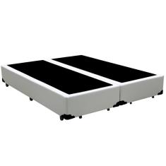 Cama Box Blindado Casal Bipartido King Design Sintético Branco 138x188x40