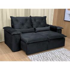 Sofá Retrátil Reclinável 2,00 m Preto 204 Athenas