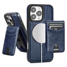 SkyEagle Capa carteira removível 2 em 1 para iPhone 16 Pro da Magsafe com porta-cartões para mulheres e homens, compartimento de crédito com bloqueio de RFID magnético de couro PU, para Apple 16 Pro