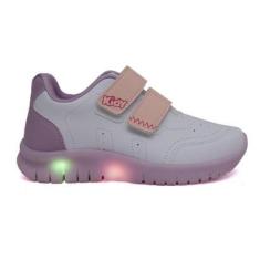 Tênis Casual Kidy Branco e Rosa com LED Juvenil Feminino KIDY-Unissex