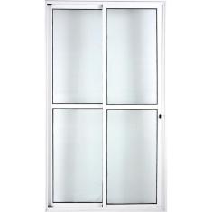 Porta de Alumínio de Correr Balcão 2 Folhas 2,10 x 1,20 Branco Linha 25 Com Chave