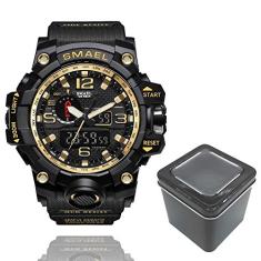 Relógio Masculino Militar Smael G-Shock 1545 Prova Agua Black Gold