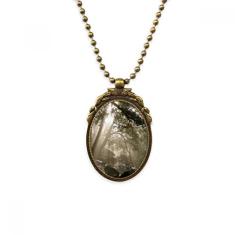 DIYthinker Colar vintage com pingente de contas vintage e cenário da natureza da floresta, verde