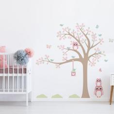 Adesivo De Parede Infantil Árvore Coruja Baby - Quartinhos