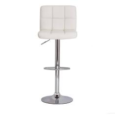 Banqueta Alta Estofada Com Encosto Alto Confortável Branca