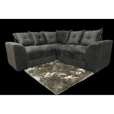 Sofá de Canto Marrom Almofadas Lisas Suede