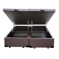 Cama Box Baú King Bipartido AColchões Suede Bege 41x193x203