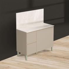 Balcão para Cozinha Ambiente Art Vanilla com Tampo Painel 120cm Travertino - Kits Paraná