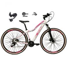 Bicicleta Feminina Aro 29 Ksw Mwza Câmbio Deore E Altus 27v Hidráulico Garfo Trava Pneu Faixa Bege - Branco/rosa Tam.15
