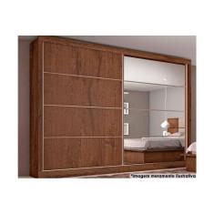Guarda Roupa 2 Portas de Correr e 6 Gavetas e c/1 Espelho Sevilha Braú