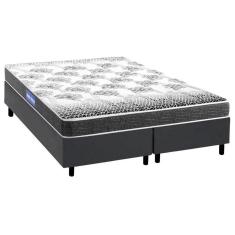 Cama Box Queen: Colchão Espuma Probel Guarda Costas Resistente + Base Crc Courano Gray(158X198)