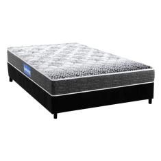Cama Box Casal: Colchão Espuma Probel Guarda Costas Super Resistente + Base Crc Suede Black(138X188)
