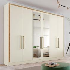 Guarda Roupa Casal com Espelho 6 Portas 6 Gavetas - Argos-Off white - Made Marcs