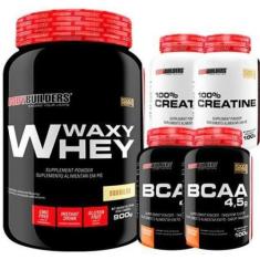 Kit Waxy Whey 900G Bau + 2X Bcaa 100G + 2X Creatina 100G - Bodybuilder