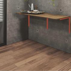 Mesa Suspensa de Estudos Parede 120cm Escritório Suporte Bronze mdf Freijó - Ahazzo Móveis