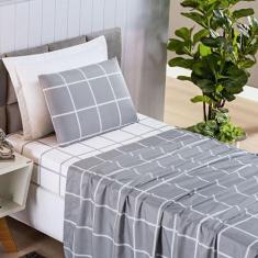 Jogo Cama Lençol Brooklyn Solteiro Quadriculado Micropercal 200 Fios 3