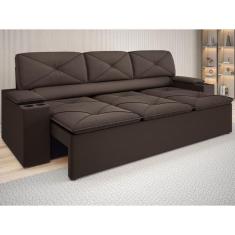 Sofá com Porta Copos Retrátil e Reclinável Pop 2,05m Velosuede - NETSOFAS