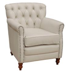 Poltrona Decorativa Sala de Estar Níger Pés Madeira Couro Off White - Gran Belo