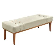 Recamier Decorativo 140cm Kors Veludo Pés de Madeira Bege - Gran Belo