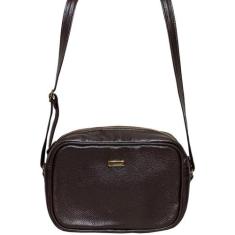 Bolsa Lateral Feminina Em Couro Legitimo Fechamento Em Ziper Espaçosa 