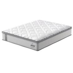  Colchão King Size Probel Amsterdã D20, D33 com Molas Ensacadas e Pillow Top 34x193x203 - Branco/Preto