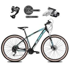  Bicicleta Aro 29 Ksw Xlt 27v Câmbios Shimano Altus Freios Hidráulicos Garfo Com Trava Pneu Bege - Preto\Azul